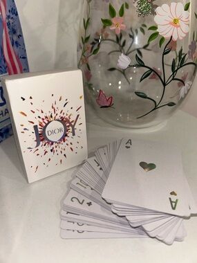 Dior White Playing Cards with Holographic JOY Accent
